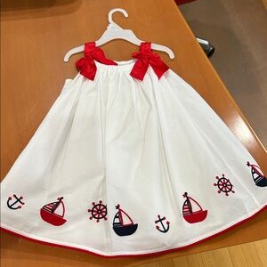 Rachel Zoe White Dress with Red and Black Nautical Embroidery